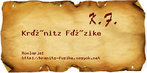 Kránitz Füzike névjegykártya